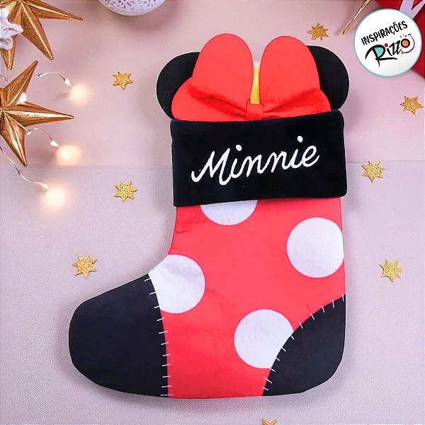 Bota Minnie de Natal para Pendurar - Branco, Vermelho, Preto  - 24cm - 1 unidade - Disney Original - Rizzo