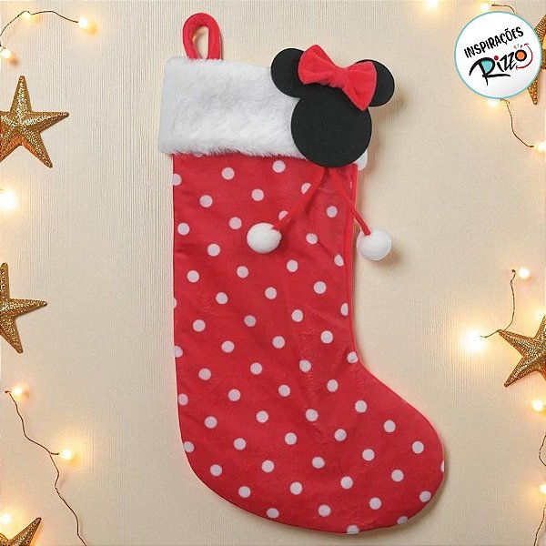 Bota de Natal para Pendurar - Minnie Poá - 48cm - 1 unidade - Disney Original - Rizzo
