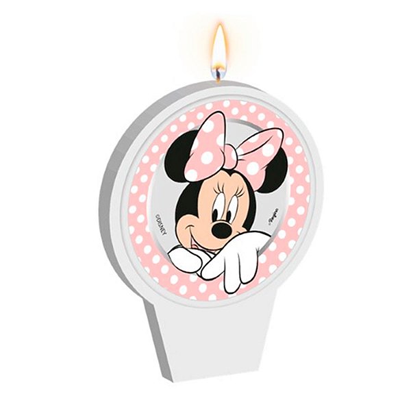 Vela Plana - Minnie Mouse Rosa - 1 unidade - Disney Original - Rizzo