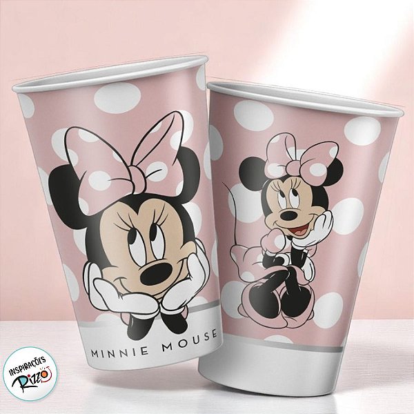 Copo de Papel - Minnie Mouse Rosa - 180ml - 8 unidades - Disney Original - Rizzo