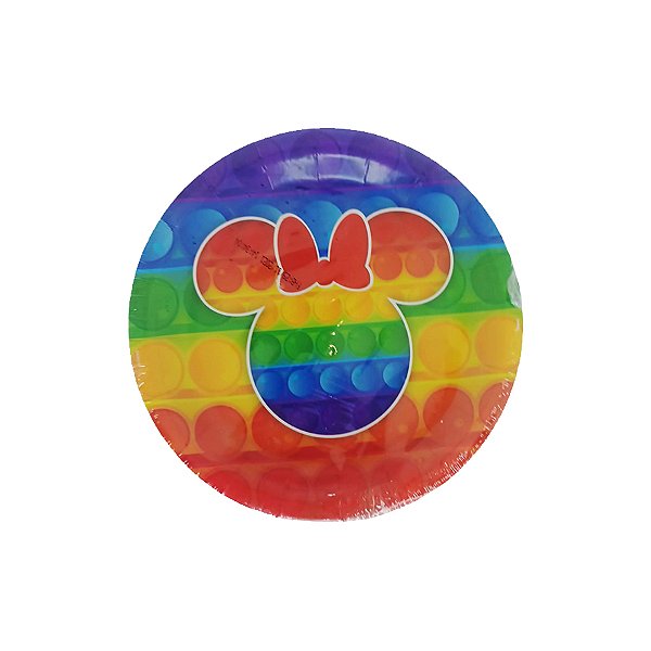 Prato de Papel - Minnie Pop It - 12 UN - Disney Original - Rizzo