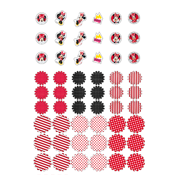 Aplique Decorativo Festa Red Minnie Mouse - 54 Unidades - Disney Original - Rizzo