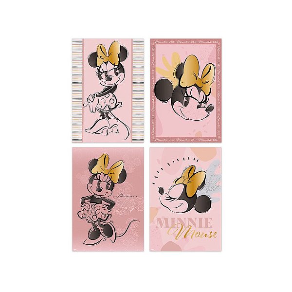 Cartaz Decorativo Festa Minnie Fãs - 04 unidades - Disney Original - Rizzo