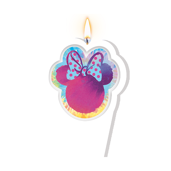 Vela Plana Adesivada Minnie Tie Dye - 01 Unidade - Disney Original - Rizzo Festas