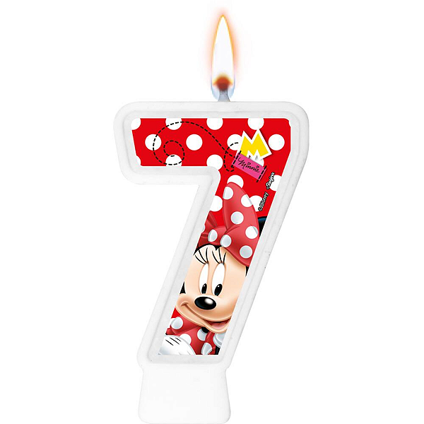 Vela Festa Minnie Número 7 - 01 unidade - Disney Original - Rizzo