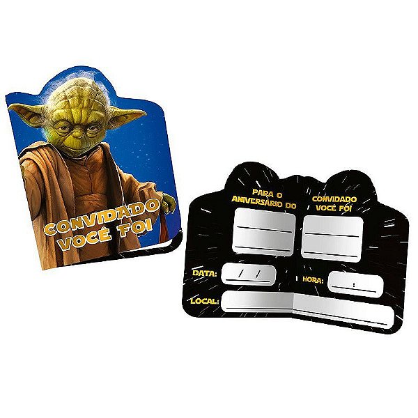 Convite Yoda Festa Star Wars - 8 unidades - Disney Original - Rizzo