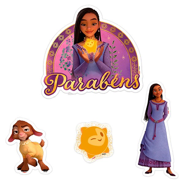 Topo de Bolo - Wish - 4 unidades - Disney Original - Rizzo