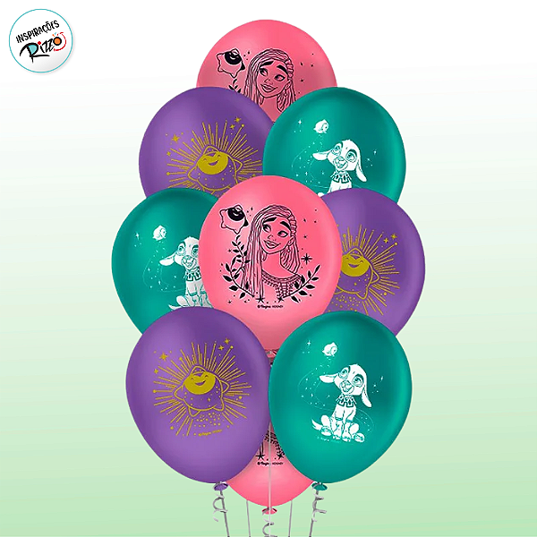 Balão de Festa Decorado Wish - 9'' - 25 unidades - Disney Original - Rizzo