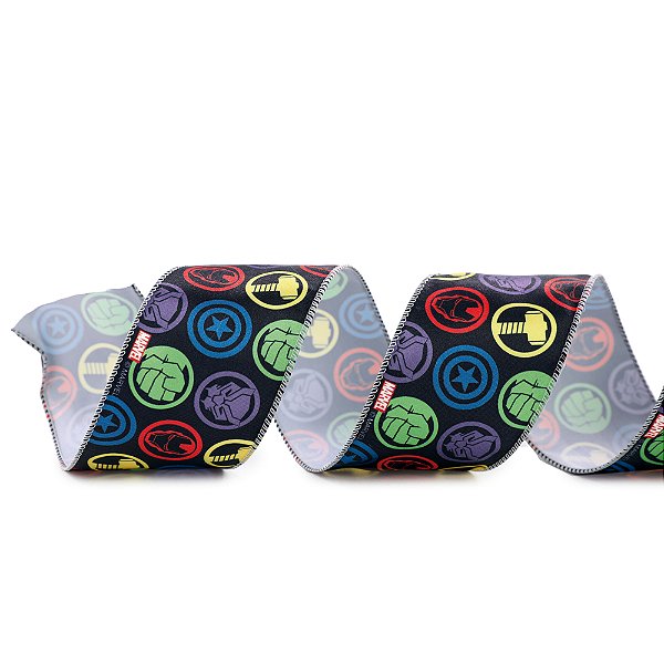 Fita Decorativa Aramada de Natal - Avengers - 6,3cm x 9,14m - 1 unidade - Disney Original - Rizzo