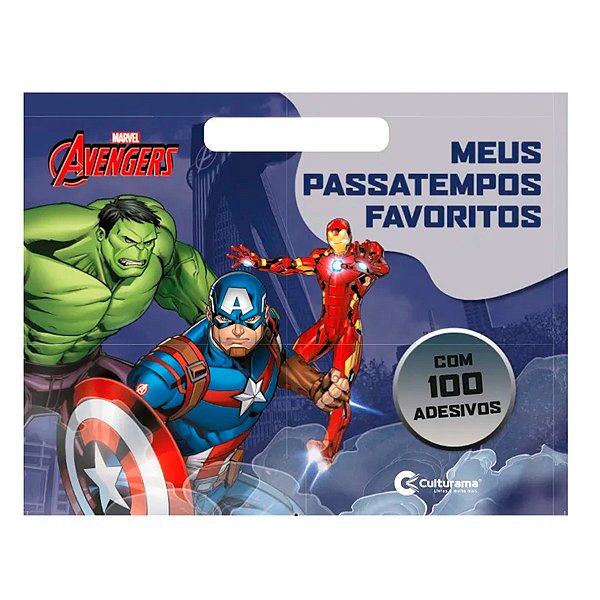 Livro Passatempos com 100 Adesivos - Marvel Avengers - 1 unidade - Disney Original - Rizzo