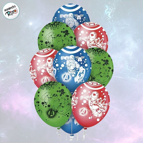 Balão de Festa Decorado Avengers 12" - 10 unidades - Disney Original - Rizzo Embalagens