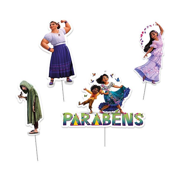 Decoração de Bolo Encanto - 1 Unidade 4 peças - Disney Original - Rizzo