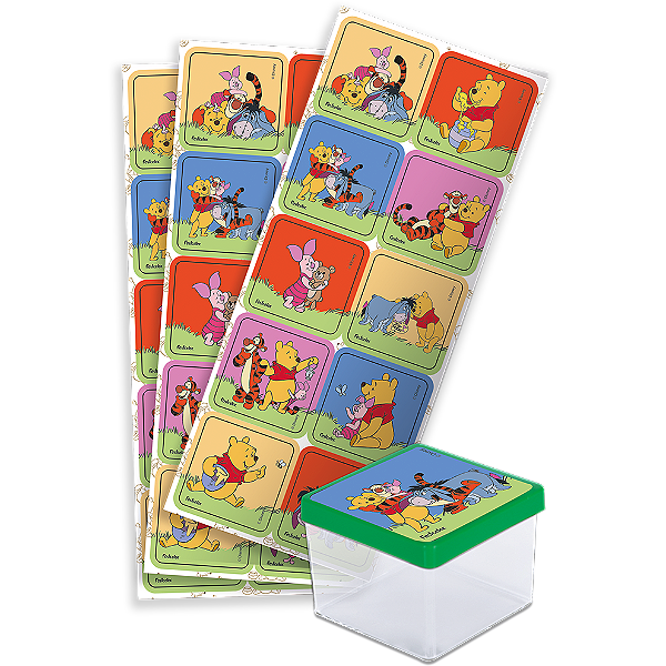 Adesivo Quadrado Festa Pooh e sua Turma  - 30 unidades - Disney Original - Rizzo