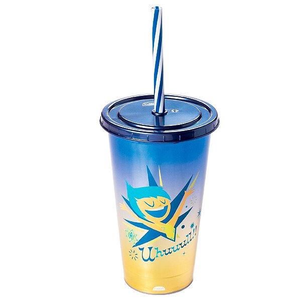 Copo de Plástico com Tampa e Canudo - Divertidamente 2 - Uhuuul - 500ml - 1 unidade - Disney Original - Plasútil