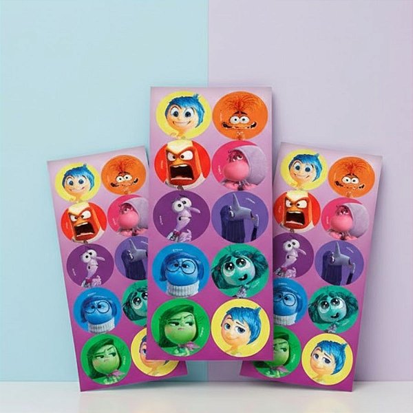 Adesivo Redondo - Divertidamente 2 - 30 unidades - Disney Original - Rizzo