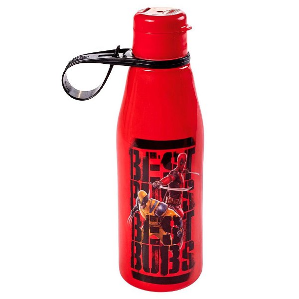 Garrafa Abre Fácil - DeadPool e Wolverine Vermelha - 530ml - 1 unidade - Disney Original - Plasútil