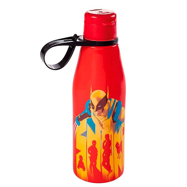 Garrafa Abre Fácil - DeadPool e Wolverine Vermelha - 530ml - 1 unidade - Disney Original - Plasútil