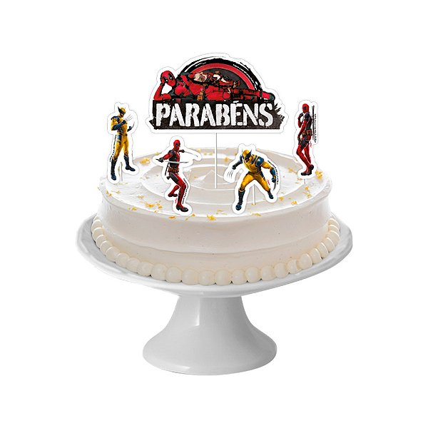 Decoração de Bolo - Cenário Deadpool - 5 unidades - Disney Original - Rizzo