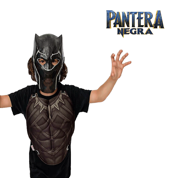 Fantasia Kit Vingadores Peitoral e Mascara Pantera Negra 02pçs 01 Unidade - Disney Original - Rizzo