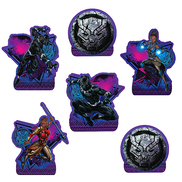 Kit Enfeite de Mesa Festa Pantera Negra - 6 PÇs - 1 UN - Disney Original - Rizzo