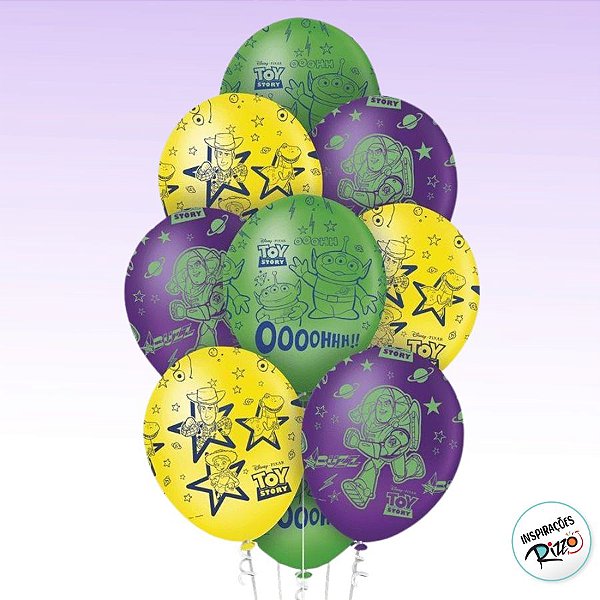 Balão de Festa Decorado Toy Story 12" - 10 unidades - Disney Original - Rizzo