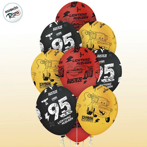 Balão Látex Premium - 12 Pol. - Carros - 10 unidades - Disney Original - Rizzo