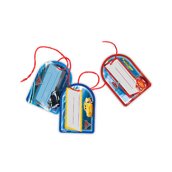 Tag com Cordão Festa Carros - 8 Unidades - Disney Original - Rizzo Festas