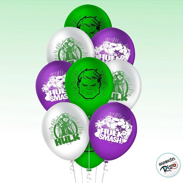 Balão de Festa Decorado Hulk Vingadores 9" 23cm - 25 unidades -  Disney Original - Rizzo