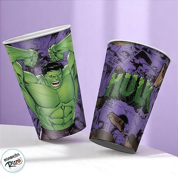 Copo de Papel Hulk - 180ml- 12 unidades - Disney Original - Rizzo