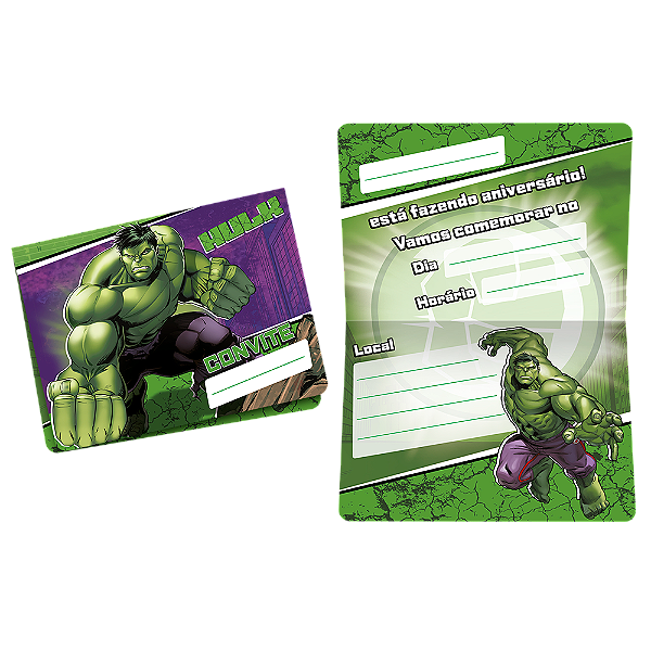 Convite Festa Vingadores Hulk - 8 Unidades - Disney Original - Rizzo