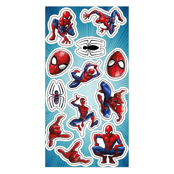 Cartela Adesiva - Homem Aranha - 12 unidades - Disney Original - Rizzo