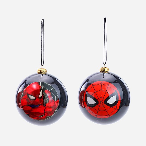 Kit Bola de Natal - Homem Aranha - 10 cm - Natal Marvel - 2 unidades - Disney Original - Rizzo