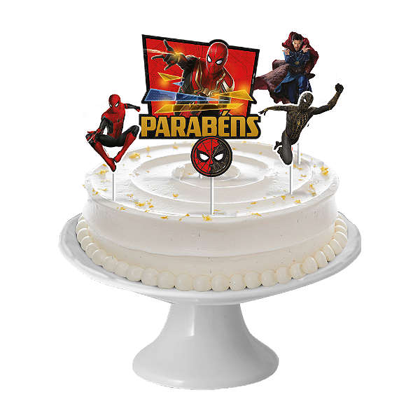 Topo De Bolo Cenario Homem Aranha 3 05 Unidades - Disney Original - Rizzo