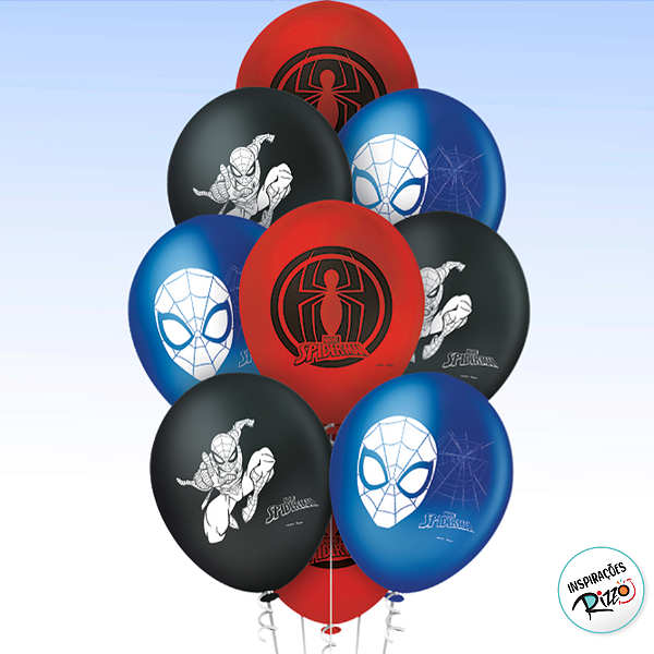 Balão Latex Redondo 9" Festa Spider Man - 25 unidades - Disney Original - Rizzo