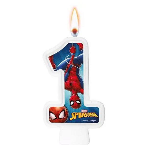 Vela Festa Spider Man Número 1 - 01 unidade - Disney Original - Rizzo Festas