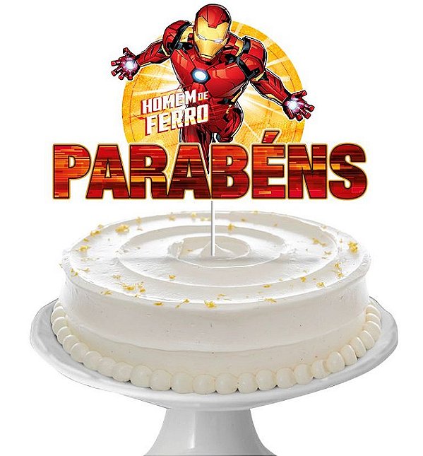 Decoração de Bolo Parabéns Festa Homem de Ferro - 01 unidade - Disney Original - Rizzo