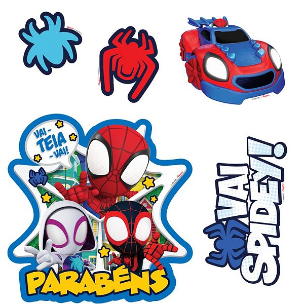 Decoração de Bolo  - Cenário Spidey - 5 unidades - Disney Original - Rizzo