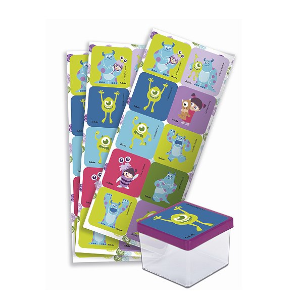 Adesivo Quadrado Festa Monstros SA  - 30 unidades - Disney Original - Rizzo