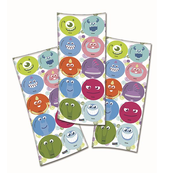 Adesivo Redondo Festa Monstros SA - 30 unidades - Disney Original - Rizzo