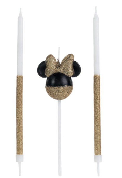Vela Minnie 360 Glitter Dourada Disney - Disney Original - 1 unidade - Rizzo