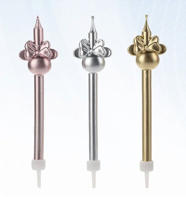 Vela Palito Big Minnie Metalizada com 3 unidades - Disney Original - Rizzo