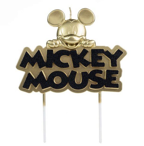 Vela Mickey Metalizada Dourada - Disney Original  - 1 unidade - Rizzo