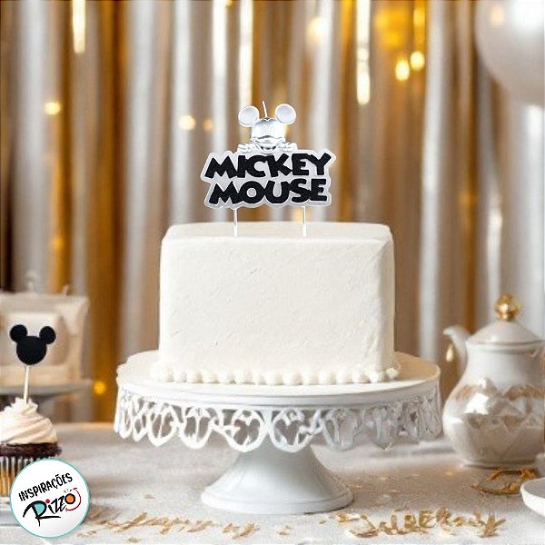 Vela Mickey Metalizada Prata - Disney Original - 1 unidade - Rizzo