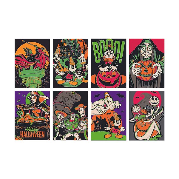 Cartaz Decorativo - Halloween Disney 100 anos - 8 unidades - Disney Original - Rizzo