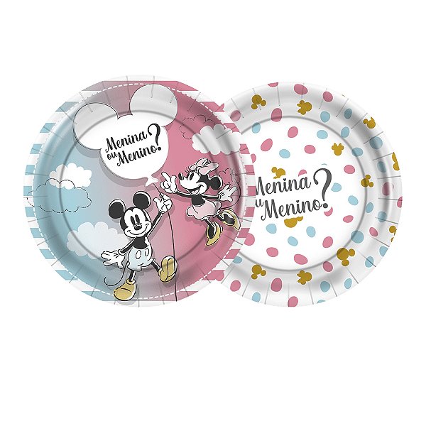 Prato de Papel Chá Revelação Disney - 18cm - 12 unidades - Disney Original - Rizzo