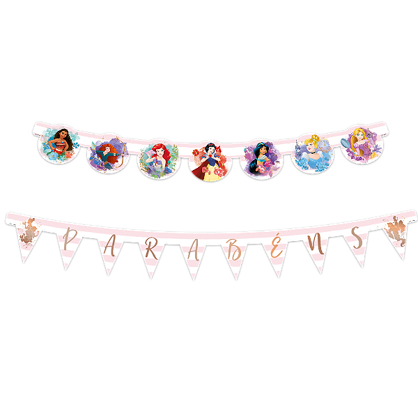 Faixa Parabéns - Festa Princesas da Disney - 01unidade - Disney Original - Rizzo