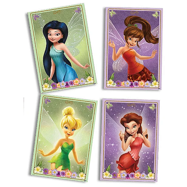 Quadro Decorativo Festa Festa Fadas - 04 unidades - Disney Original - Rizzo