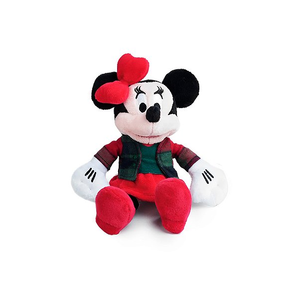 Pelúcia Minnie Natalina Roupa Xadrez - 20cm - Disney Original - 1 unidade - Rizzo