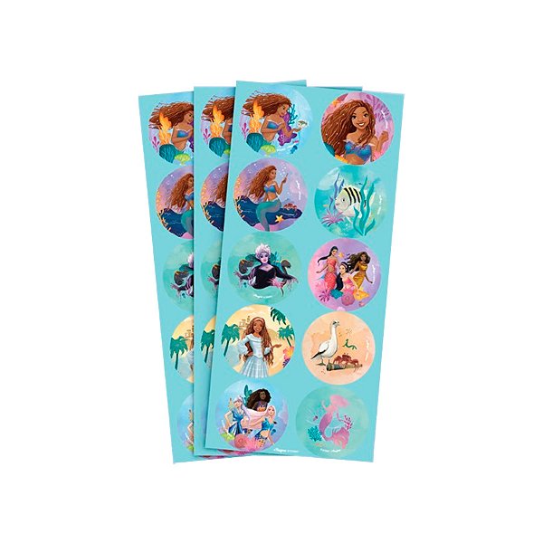 Adesivo Redondo - A Pequena Sereia - 30 unidades - Disney Original - Rizzo