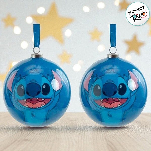 Bola de Natal Decorada - Stitch - 10cm - 2 unidades - Disney Original  - Rizzo
